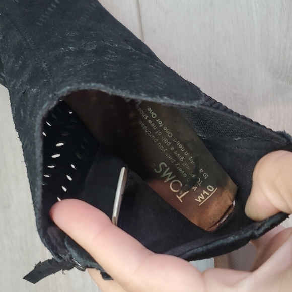 Toms Women Majorka Desert Peep Toe  Ankle Suede Heels Shoes sandals sz 10 - Picture 13 of 14